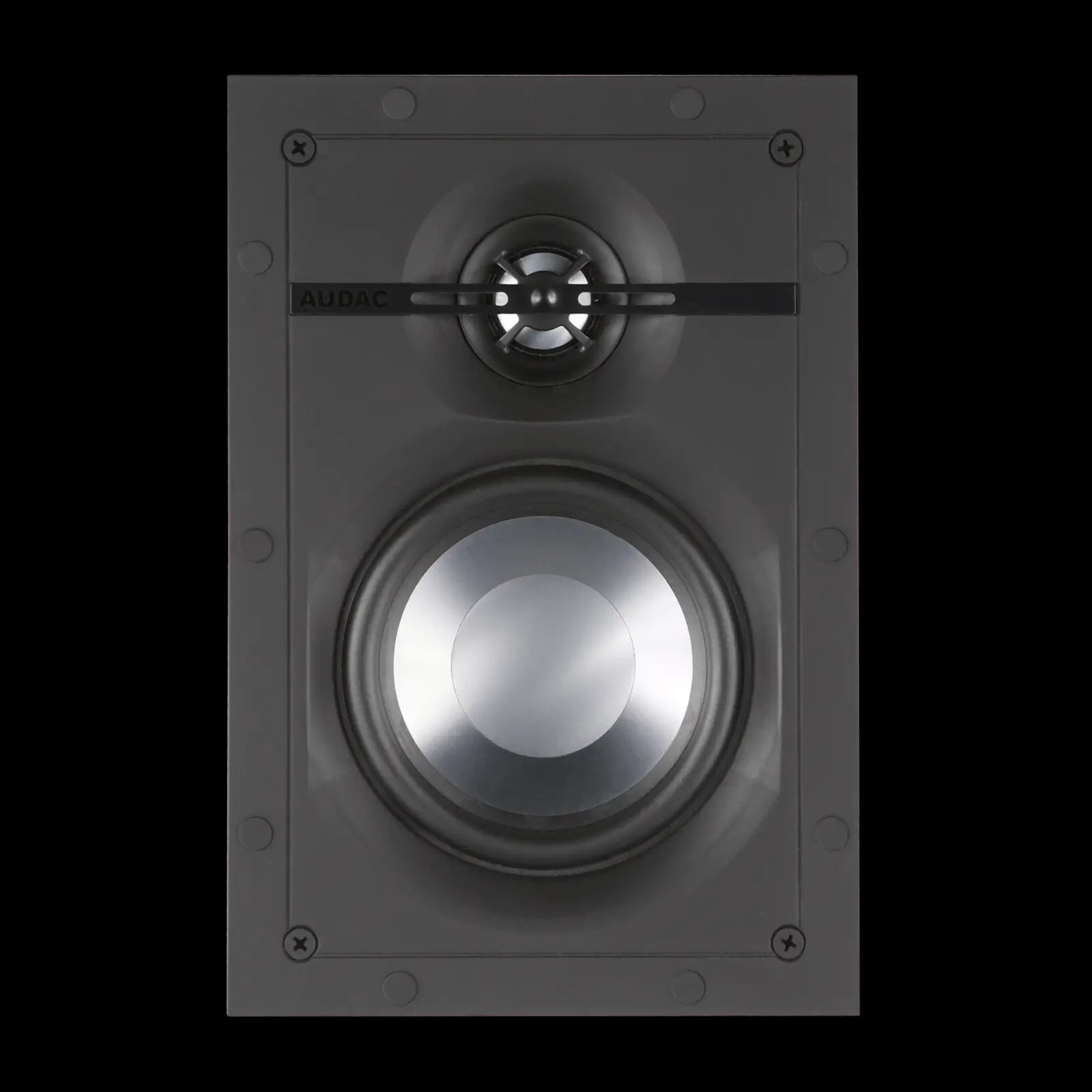 Audac high-end 2-way in-wall speaker with a 5-inch driver, designed for premium audio performance.