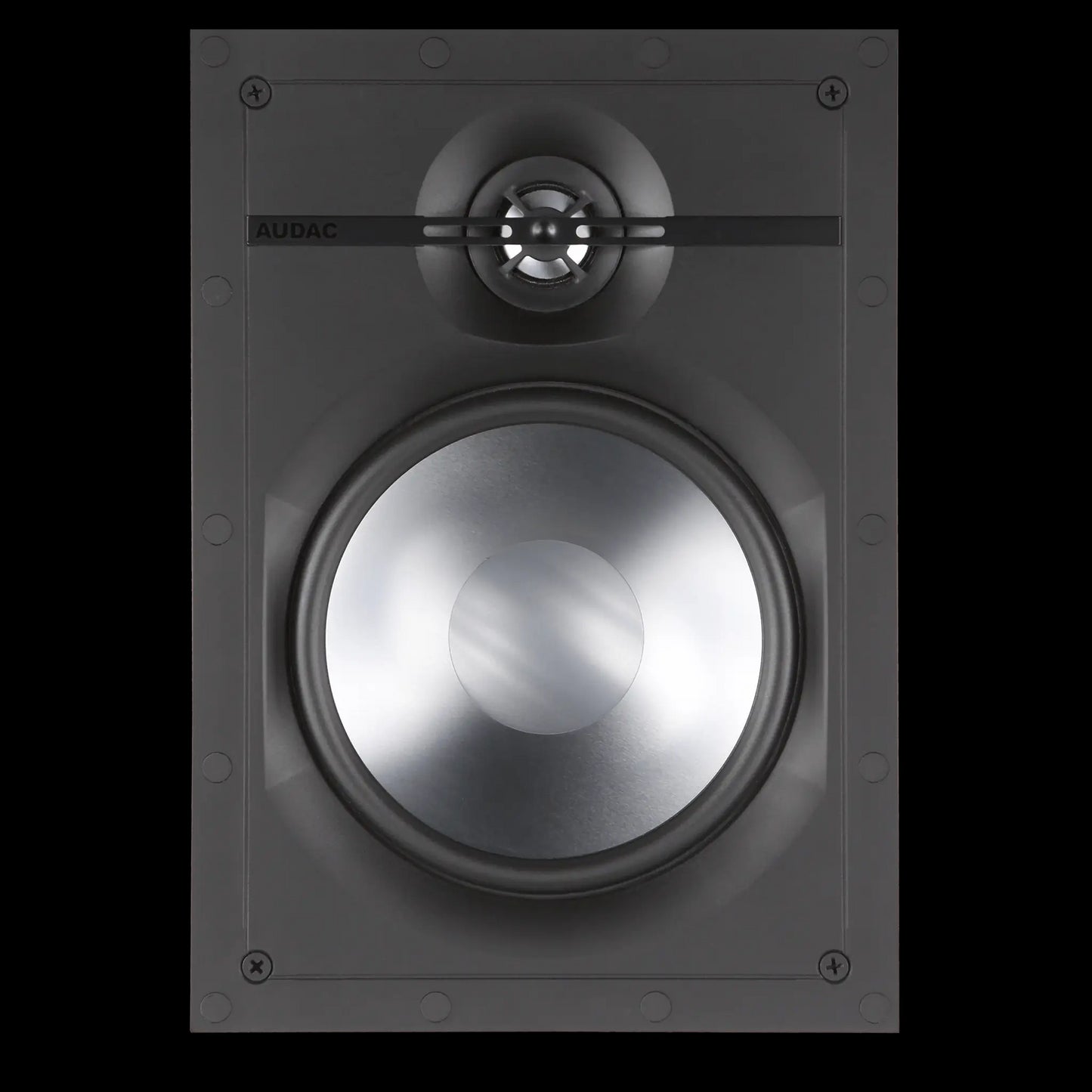 Audac high-end 2-way in-wall speaker with a 6-inch driver, designed for premium audio performance.