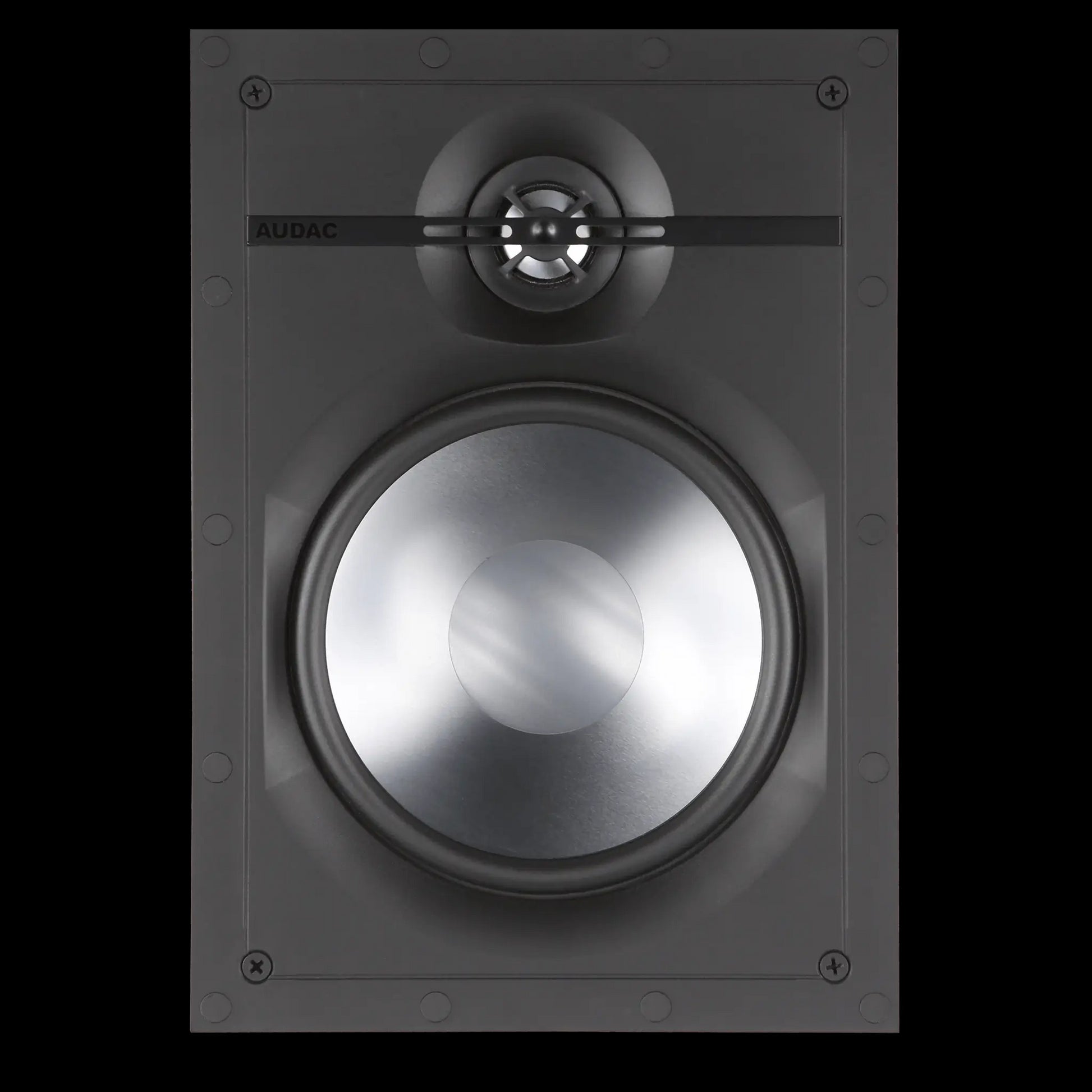 Audac high-end 2-way in-wall speaker with a 6-inch driver, designed for premium audio performance.