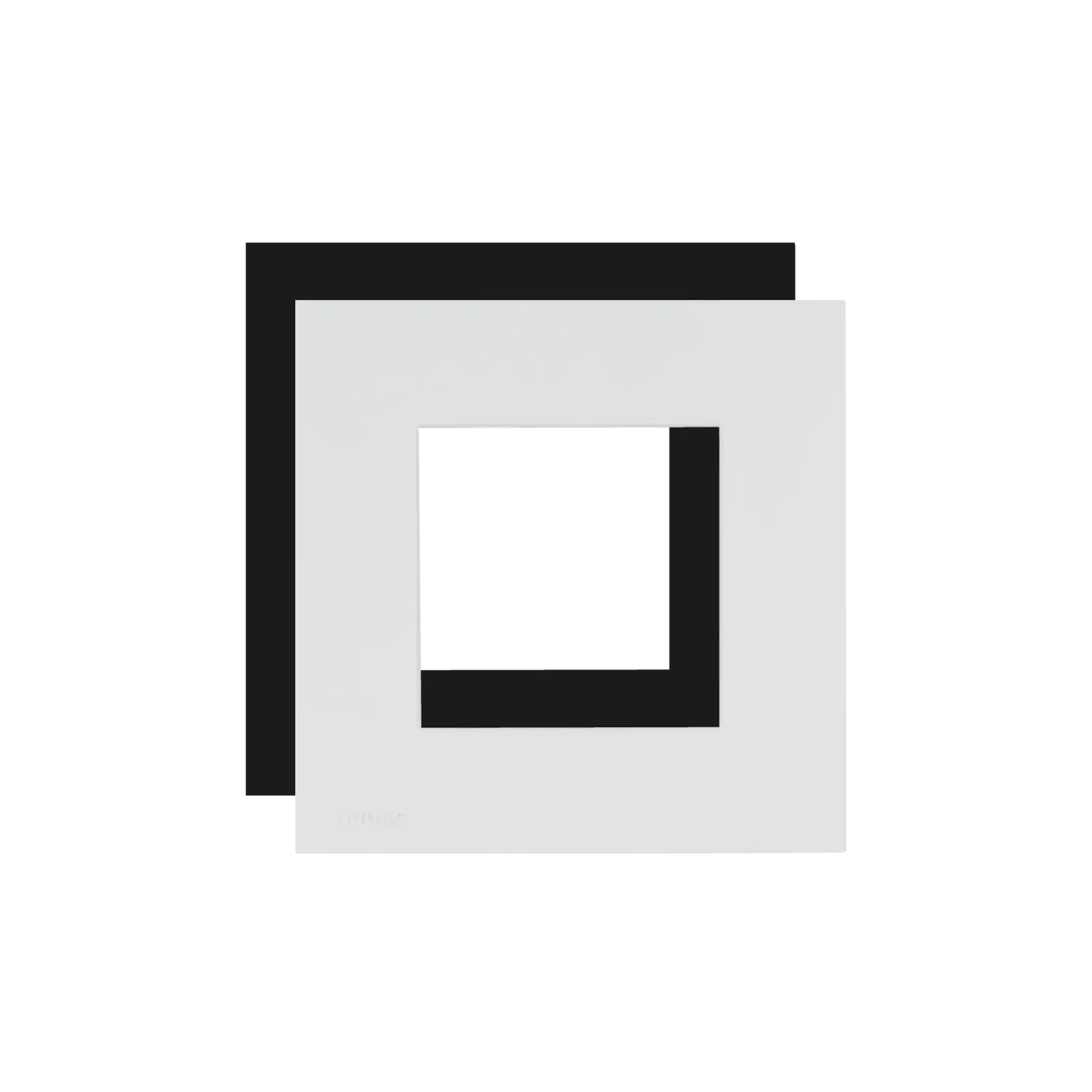 AUDAC CF45SH Cover Frame in black, designed for 45 x 45 mm installations, featuring integrated hooks.