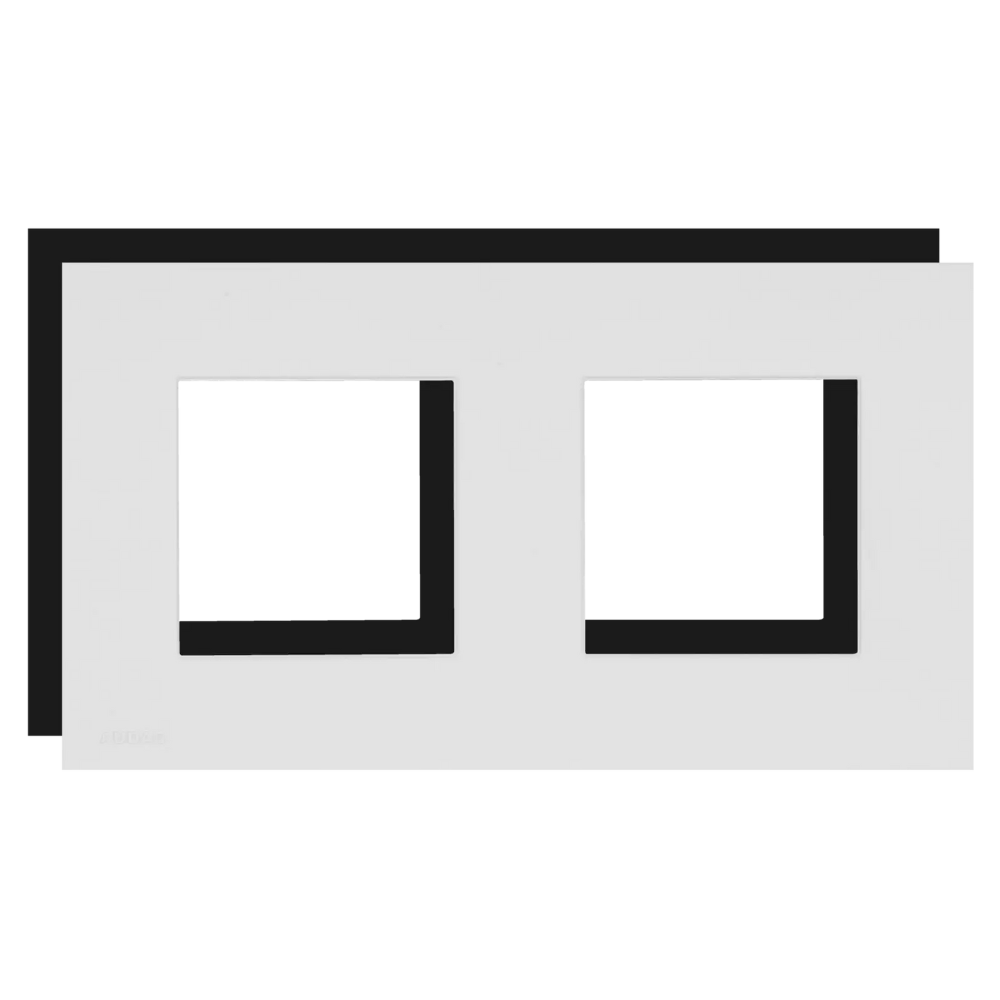 AUDAC CF45D Cover Frame in Black, designed for double 45 x 45 mm applications.
