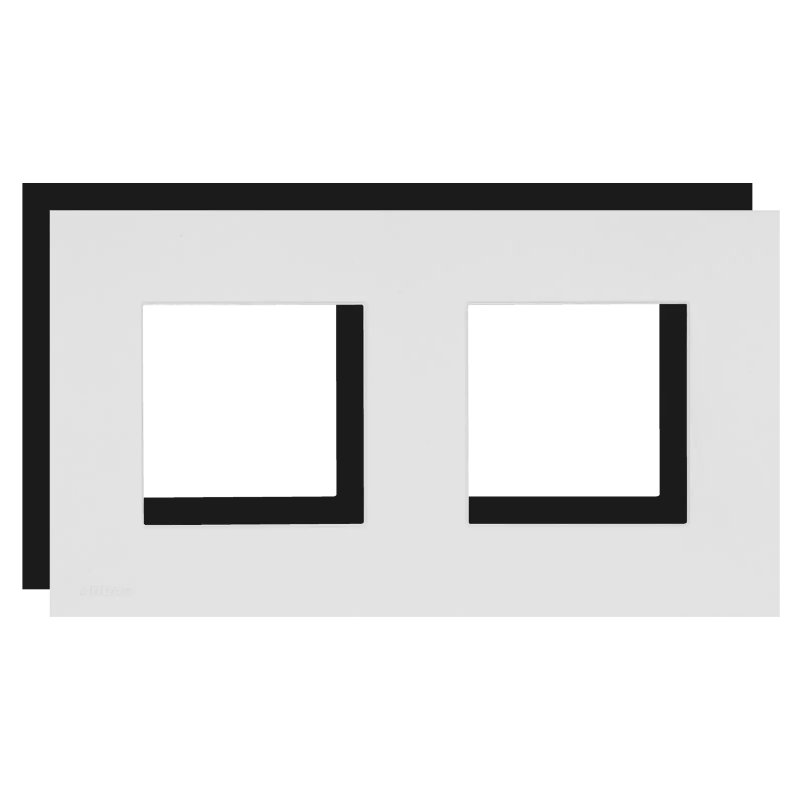 AUDAC CF45D Cover Frame in Black, designed for double 45 x 45 mm applications.