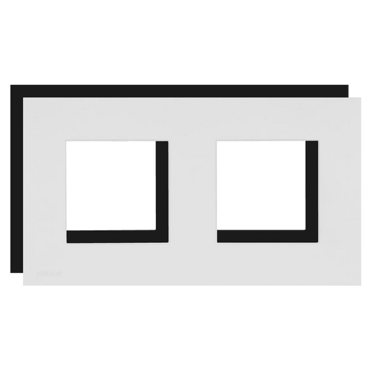 AUDAC CF45DH Double Cover Frame in black, measuring 45 x 45 mm, featuring hooks.