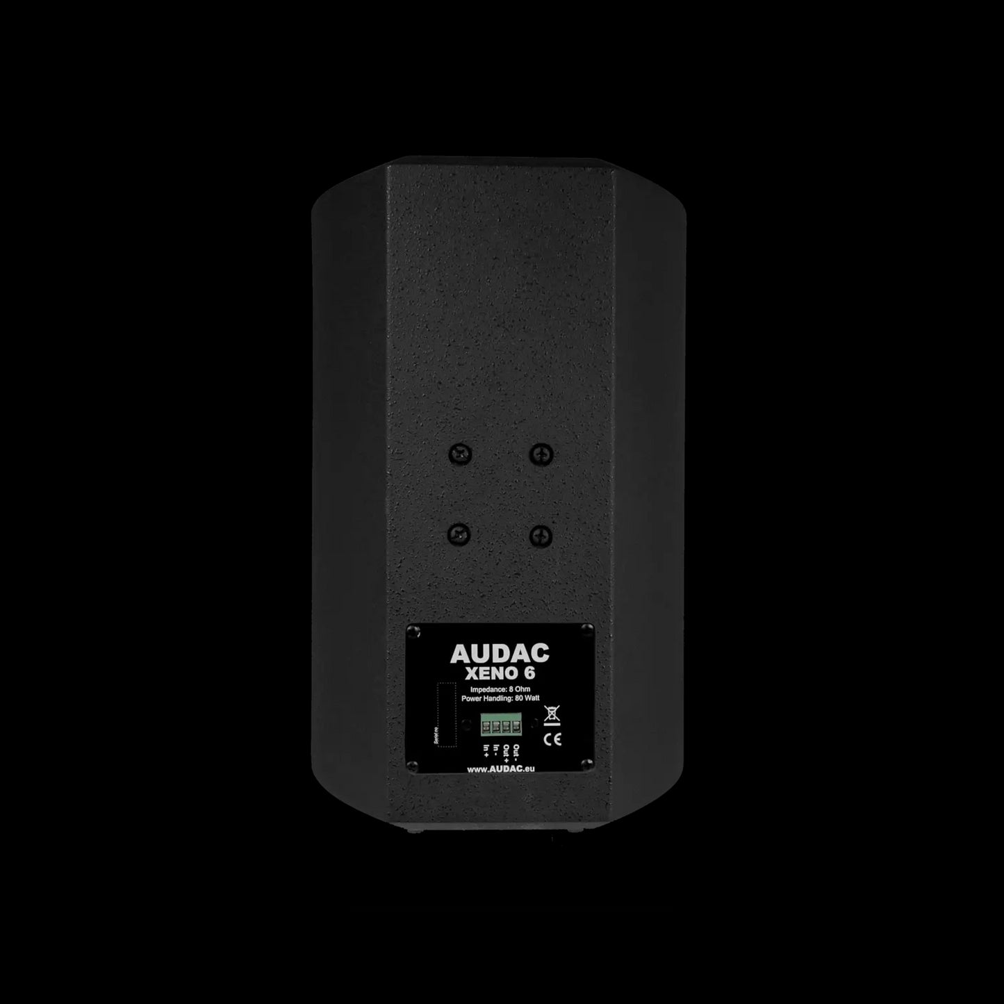 Audac full range speaker 6 inch black version, showcasing the back design.