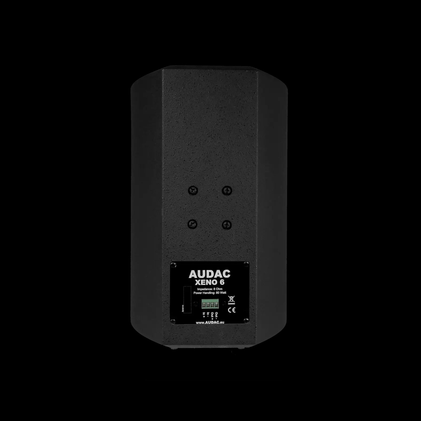 Audac full range speaker 6 inch black version, showcasing the back design.