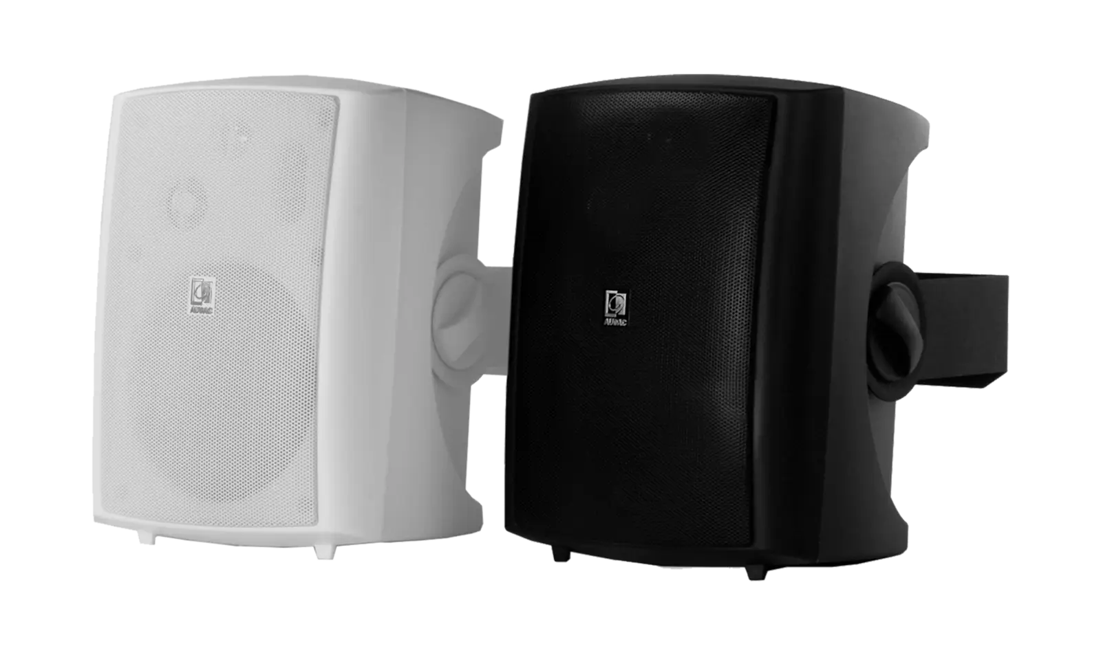 AUDAC LX523 Active Speaker System in black color with remote input, showcasing its sleek design and functionality.