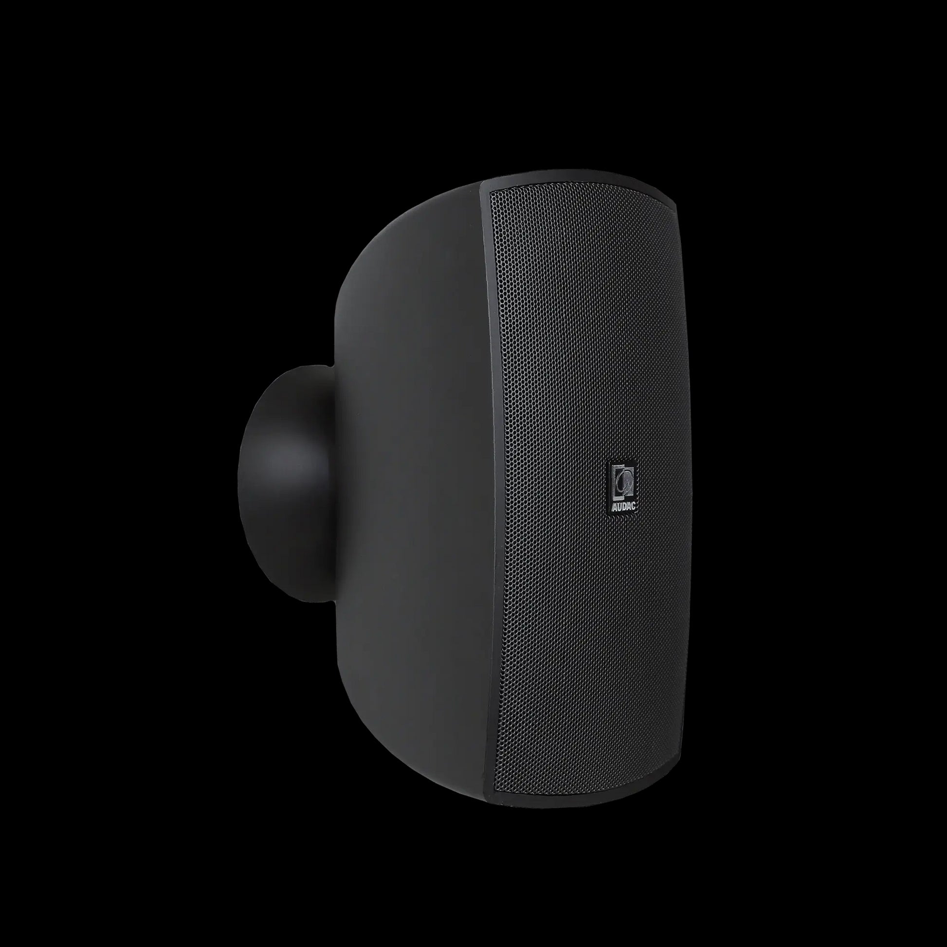 Audac wall speaker in black color with CleverMount system, suitable for 8Ohm and 100V applications.