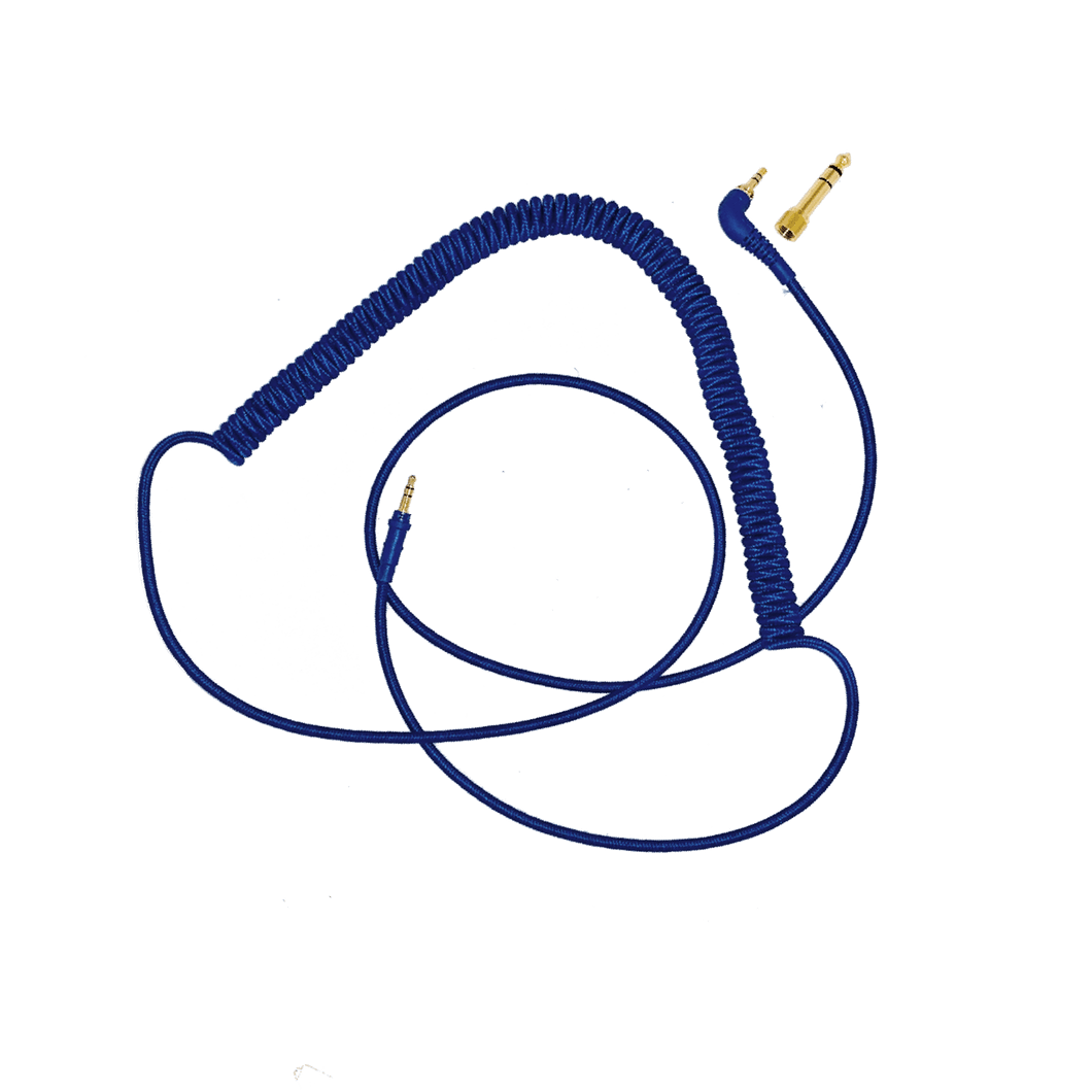 AIAIAI C74 coiled blue 1.5M woven cable with Ed Banger Limited Edition design and adapter.