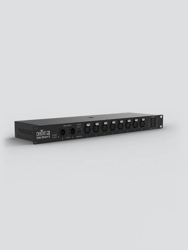 Chauvet DJ Data Stream 8, an 8-way DMX512 optical splitter, showcasing its right side view.