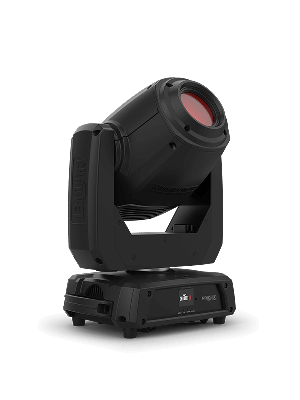 Chauvet DJ Intimidator Spot 375Z X, a 150W LED moving head spot with motorized zoom and dual prisms, showcasing its design and features.