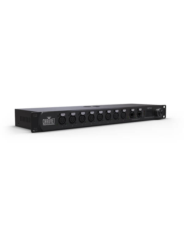 Chauvet DJ NET-X II, a versatile rack-mountable Ethernet-to-DMX node, showcasing its design and features.