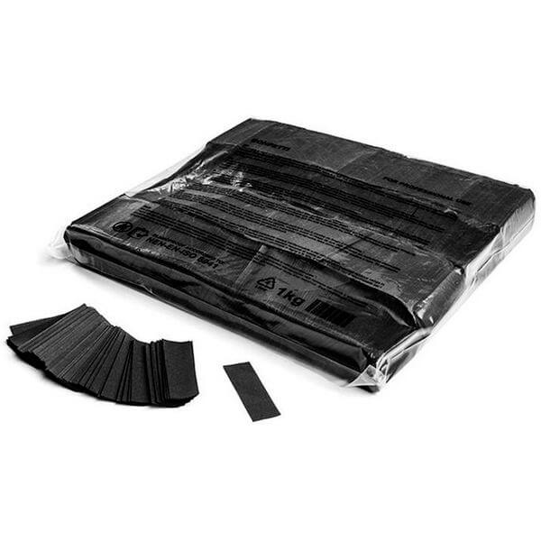 MAGICFX Slowfall Confetti Rectangles in Black, made from biodegradable and flameproof paper, displayed in an image.