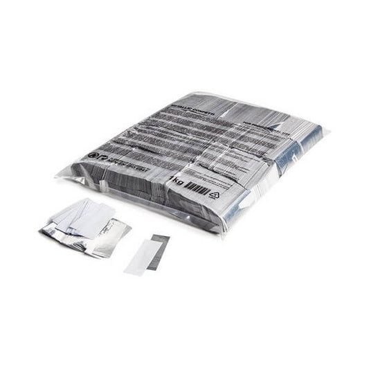 MAGICFX Slowfall Confetti Rectangles in White and Silver, 55x17mm, 1kg bulk package