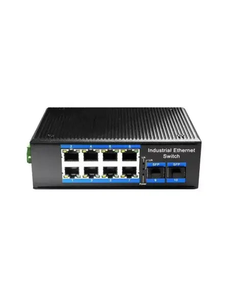 Cudy IG1008S2P 8-Port PoE+ Industrial Switch with 2 SFP ports, showcasing its robust design and multiple connectivity options.