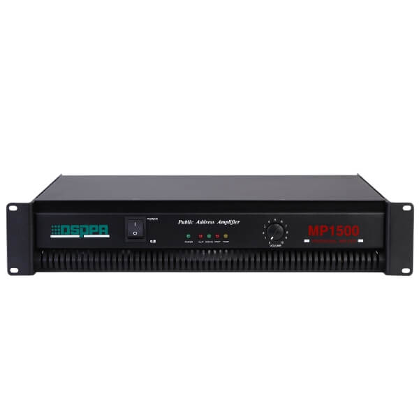 DSPPA MP-1500 Power Amplifier, a 350W amplifier designed for 70V and 100V audio systems.