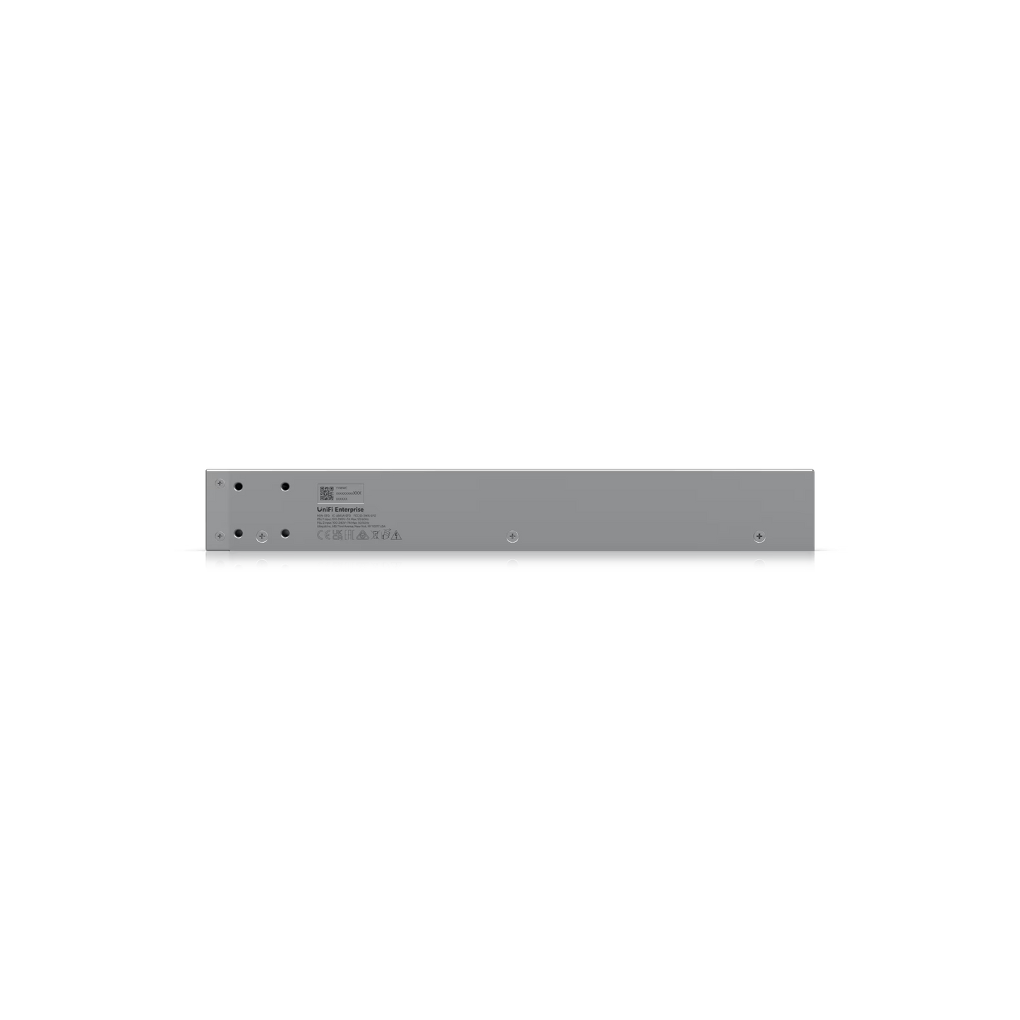 Side view of the Ubiquiti UniFi Enterprise Fortress Gateway showcasing its compact size.