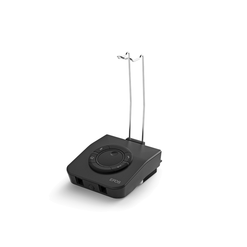 EPOS CCO UI 760 Amplifier Box featuring a microphone mute function and an easy disconnect cable.