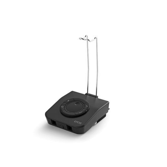 EPOS CCO UI 760 Amplifier Box featuring a microphone mute function and an easy disconnect cable.