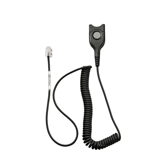 EPOS CSTD 08 Coiled Headset Bottom Cable with Easy Disconnect, standard connection cable for headsets.