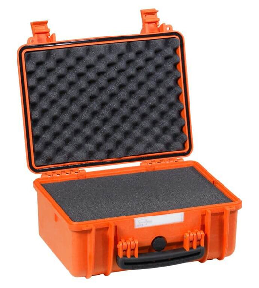 An empty orange Explorer Case model 3818.O E, showcasing its durable design and spacious interior.