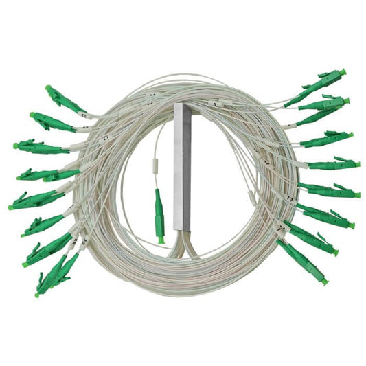 Scoop Fibre Splitter LC APC 1x32 Blockless, a device used for optical fiber signal distribution.