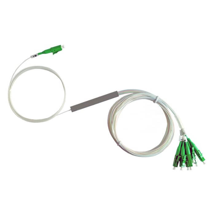 Scoop Fibre Splitter LC APC 1x8 Blockless, a compact optical splitter for fiber optic networks.