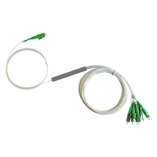 Scoop Fibre Splitter LC APC 1x8 Blockless, a compact optical splitter for fiber optic networks.