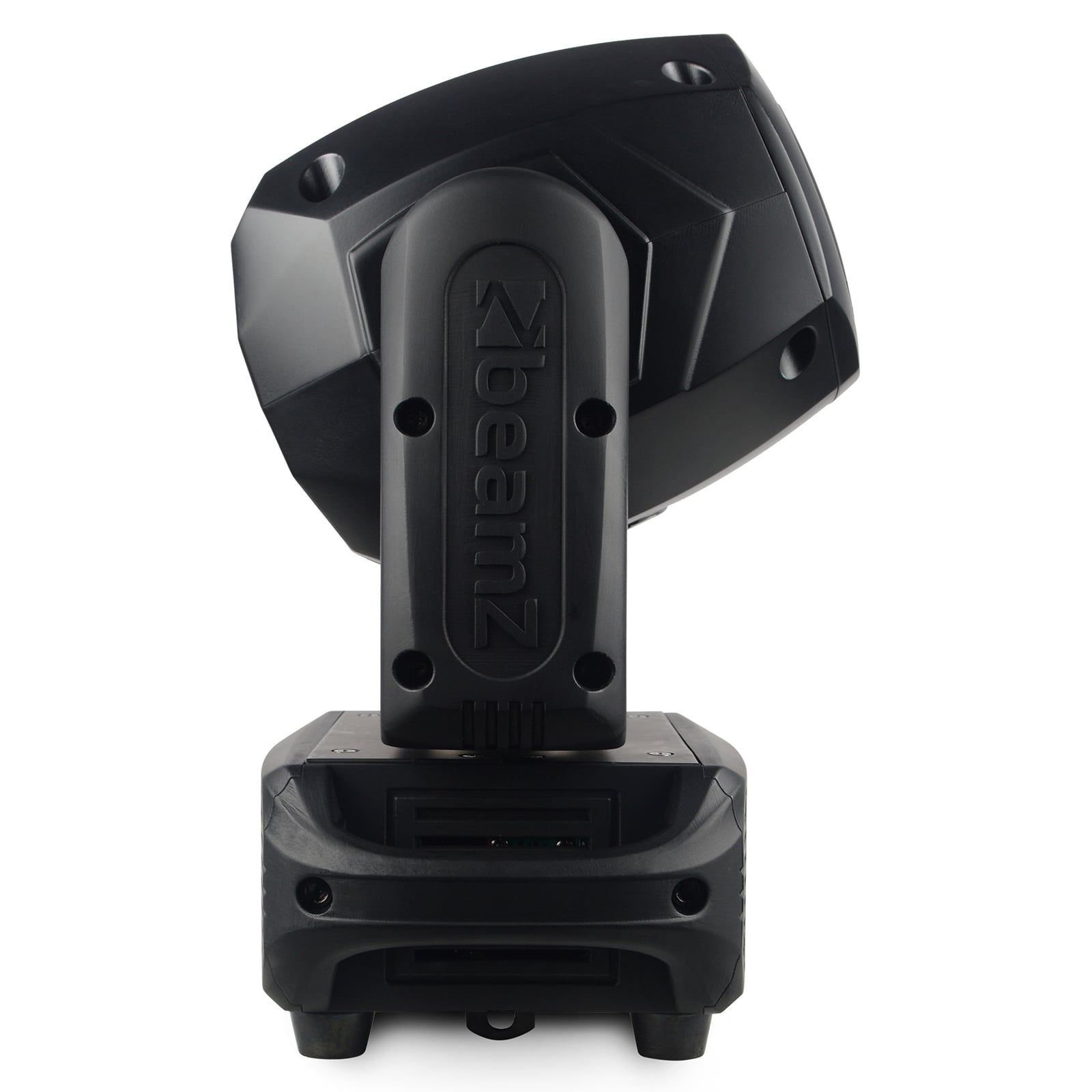 Side view of the Fuze75S LED Spot Moving Head featuring a 75W white LED with interchangeable gobos and multiple DMX channels.
