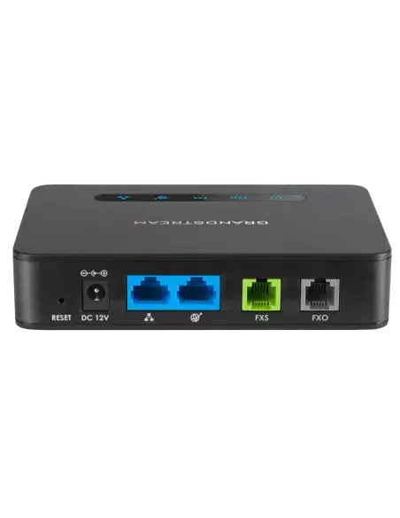 Image of the Grandstream HT-813 SIP ATA featuring 1 FXS and 1 FXO port.