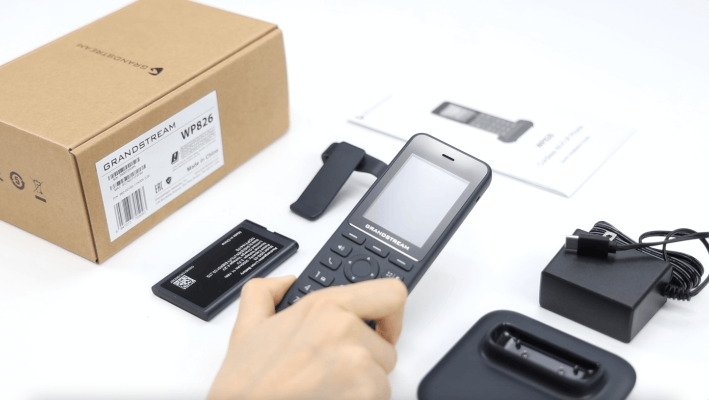 Image of the Grandstream Wi-Fi 6 Cordless Phone, showcasing its sleek design and advanced features for enterprise communication.