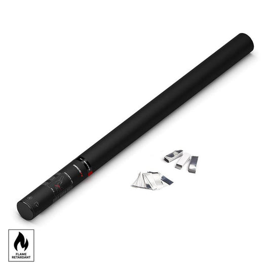 MAGICFX Handheld Cannon Pro in white and silver, designed for confetti, measuring 80 cm.