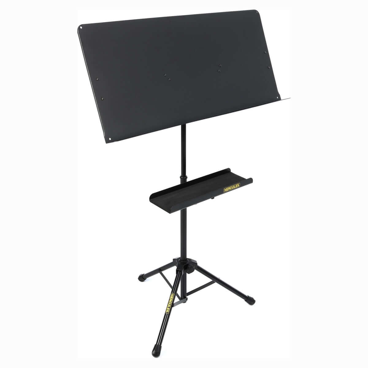 Adjustable HERCULES STANDS BS243B Fourscore Orchestra Stand featuring a quick release mechanism, ideal for musicians.