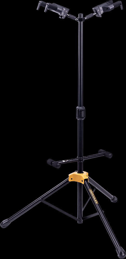 Hercules GS422B Auto Grip Duo Guitar Stand PLUS displayed in a studio setting.
