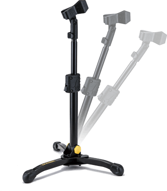 HERCULES STANDS MS300B Kick Drum Microphone Stand with tilting shaft and EZ mic clip, designed for secure microphone placement.