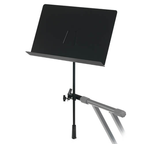 Image of an athletic black keyboard sheet music side extension, designed for musicians to enhance their performance.
