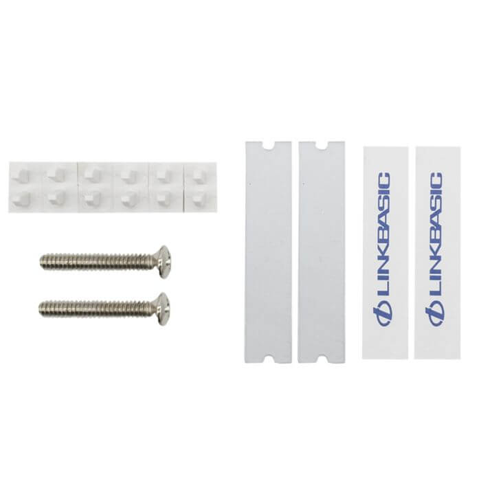 Linkbasic dual port faceplate measuring 115x70mm, designed for easy installation.