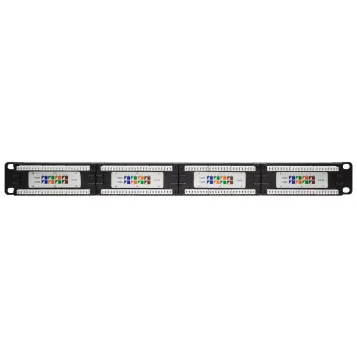 Linkbasic 24-Port Cat5e Rack Mount Patch Panel showcasing its ports and design.