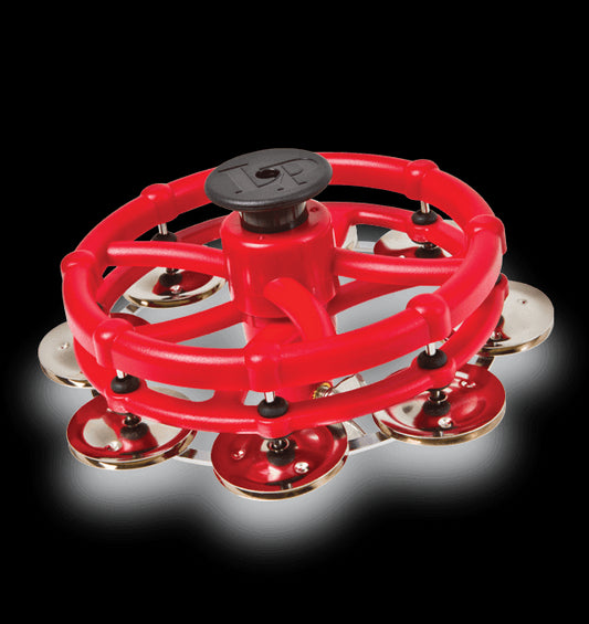 LP Click Hi-Hat Tambourine with a shiny finish and jingles, ideal for enhancing rhythm in musical performances.