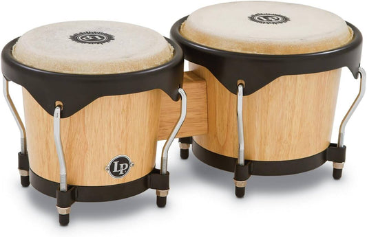 Image of LP City Wood Bongos showcasing a pair of wooden percussion instruments designed for music enthusiasts.