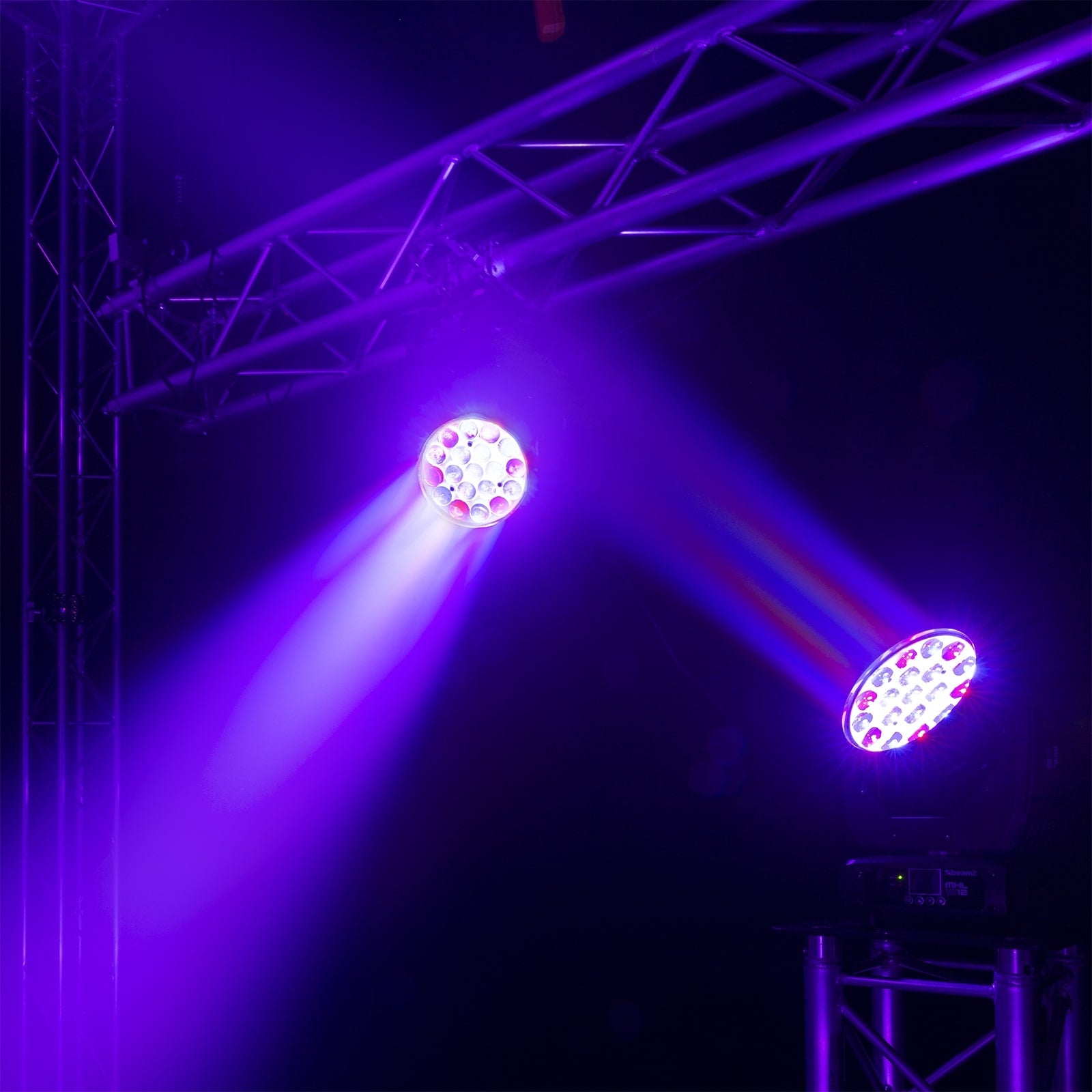 Second lifestyle view of the MHL1912 LED Wash Moving Head with Zoom, featuring 19x 12W RGBW LEDs.