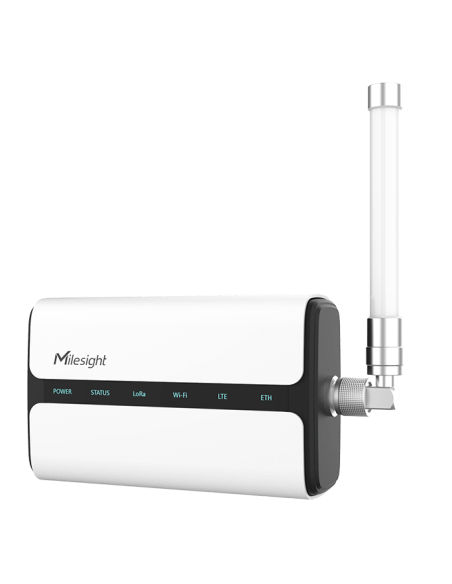 Milesight UG65 LoRaWAN Gateway, compatible with Helium network, showcasing its design and features.