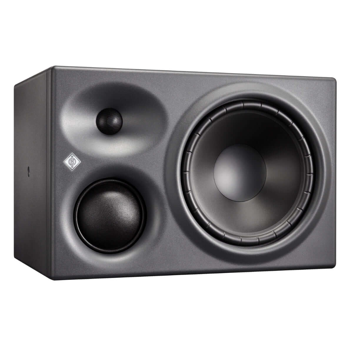 NEUMANN KH 310 A L G Active Studio Monitor - Left side view with analog input in Anthracite color.