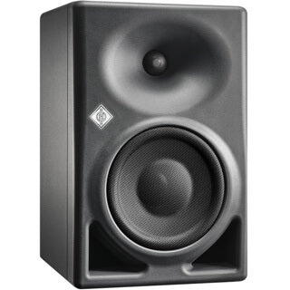 Neumann KH 150 EU/KC Studio Monitor in anthracite color, showcasing a DSP-powered 6.5-inch two-way nearfield monitor designed for deep bass response.