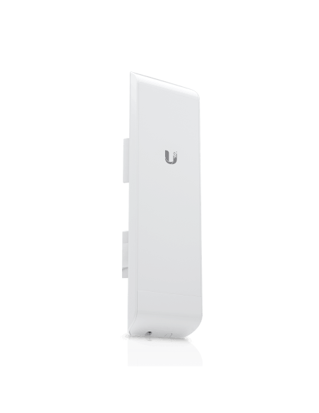 Flipped view of Ubiquiti UISP airMAX NanoStation M5 5GHz 16dBi Radio featuring PoE injector.