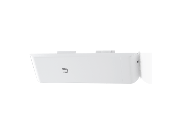 Portrait view of Ubiquiti UISP airMAX NanoStation M5 5GHz 16dBi Radio with PoE injector.