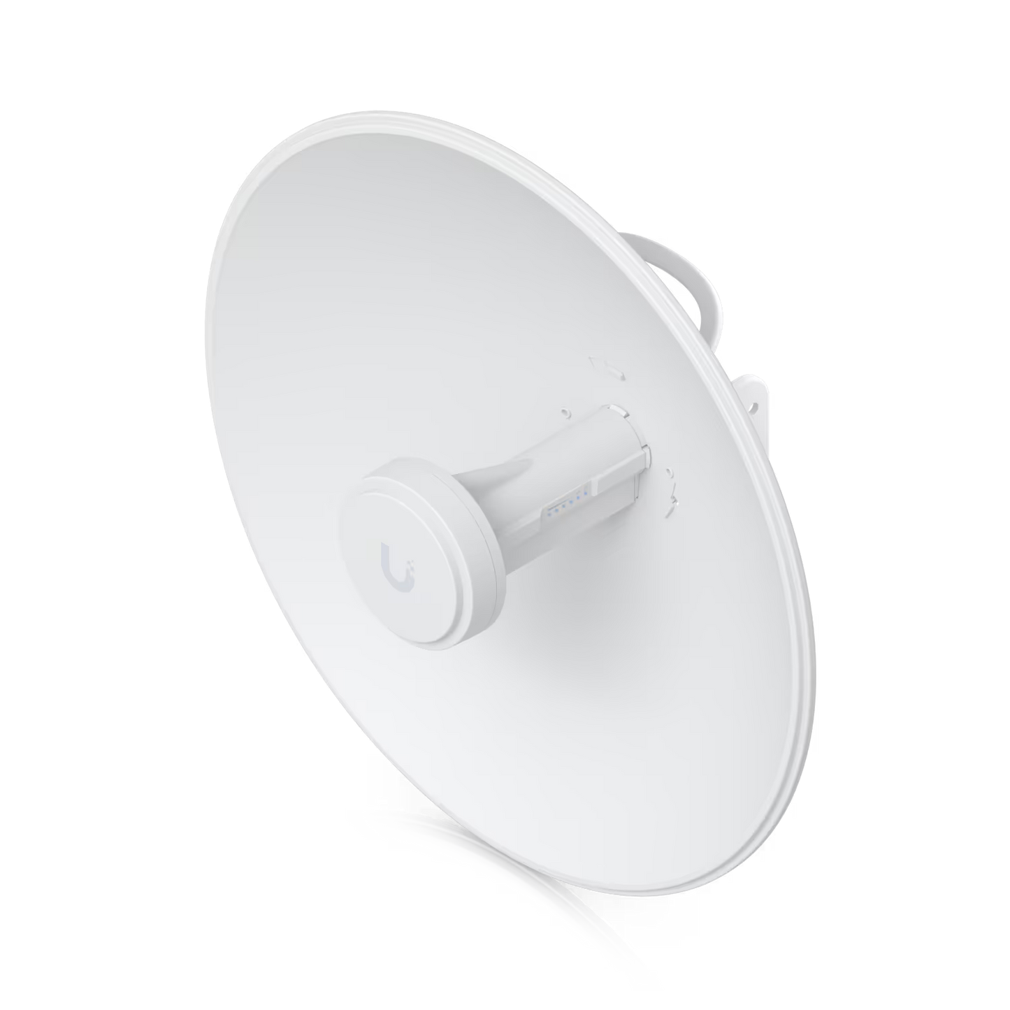 Front view of the Ubiquiti UISP airMAX PowerBeam AC 2GHz 18dBi Radio, showcasing its sleek design and integrated antenna.