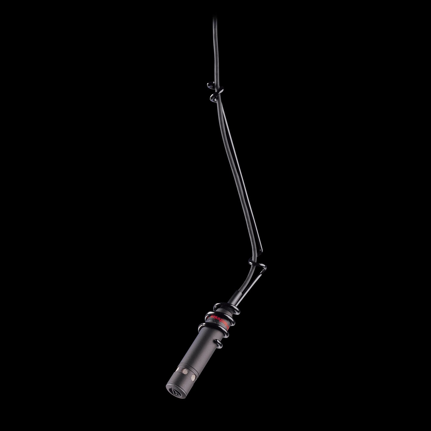 Audio-Technica PRO 45 Cardioid Condenser Hanging Microphone on a white background.