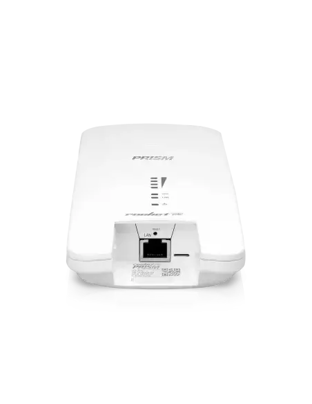 Ubiquiti UISP airMAX Rocket Prism AC 2GHz Radio in a detailed view, showcasing its robust build and features.