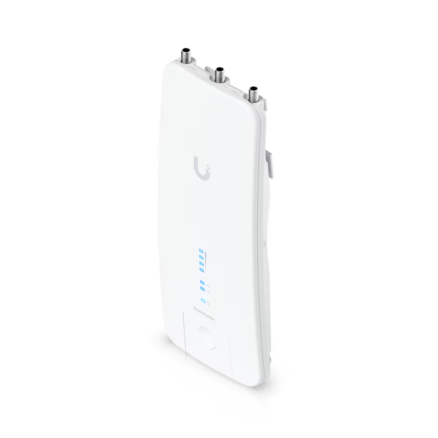 Front view of Ubiquiti UISP airMAX Rocket Prism AC 5GHz Radio showing its sleek design and antenna.