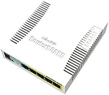 MikroTik CSS106-5G-1S 5 Port Gigabit Smart Switch with multiple Ethernet ports for network connectivity.
